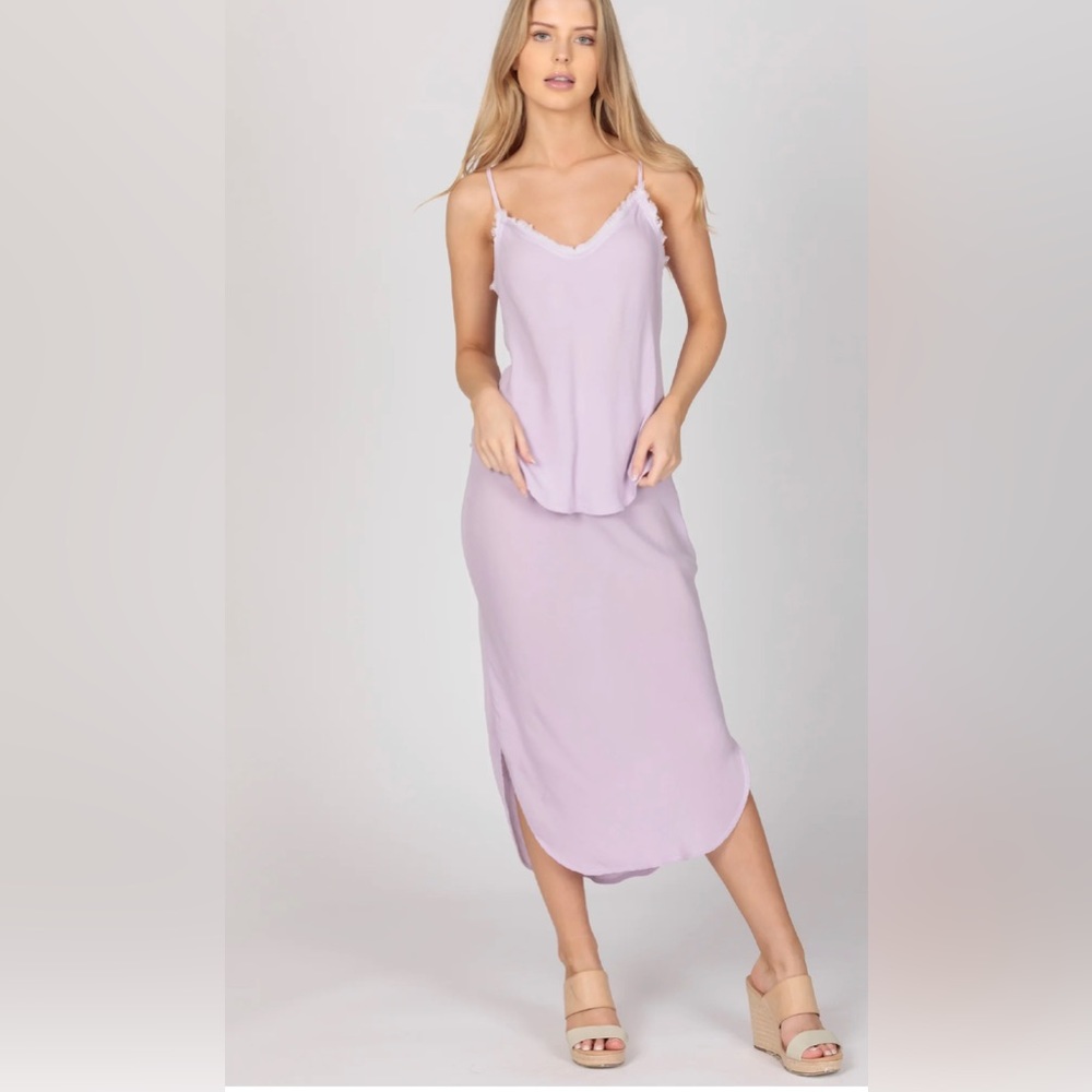 Maven West Lilac Scoop Hem Cupro Midi Skirt Size S Y2K Fairly Soft USA Made NWT